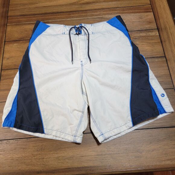 Mossimo Swim Trunks White & Blue - Size 32 - Picture 1 of 4